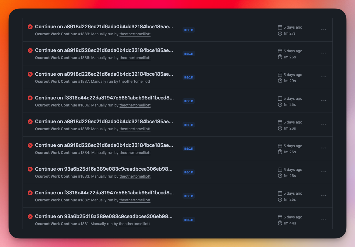 A small sample of the unintentional actions runs I created
