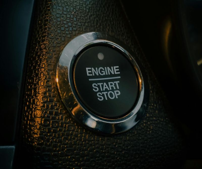 Close up of car start button